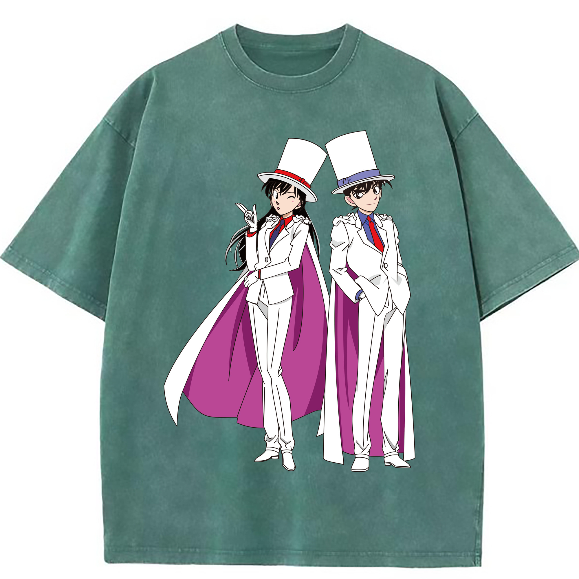 （画像用） 名探偵コナン くろば かいと Detective Conan Kuroba Kaito 綿100% ヴィンテージ風 半袖Tシャツ（フロントプリント）